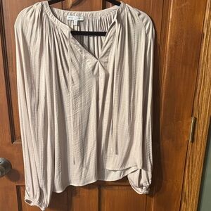 Elegant Cream Blouse with Gathered Neckline